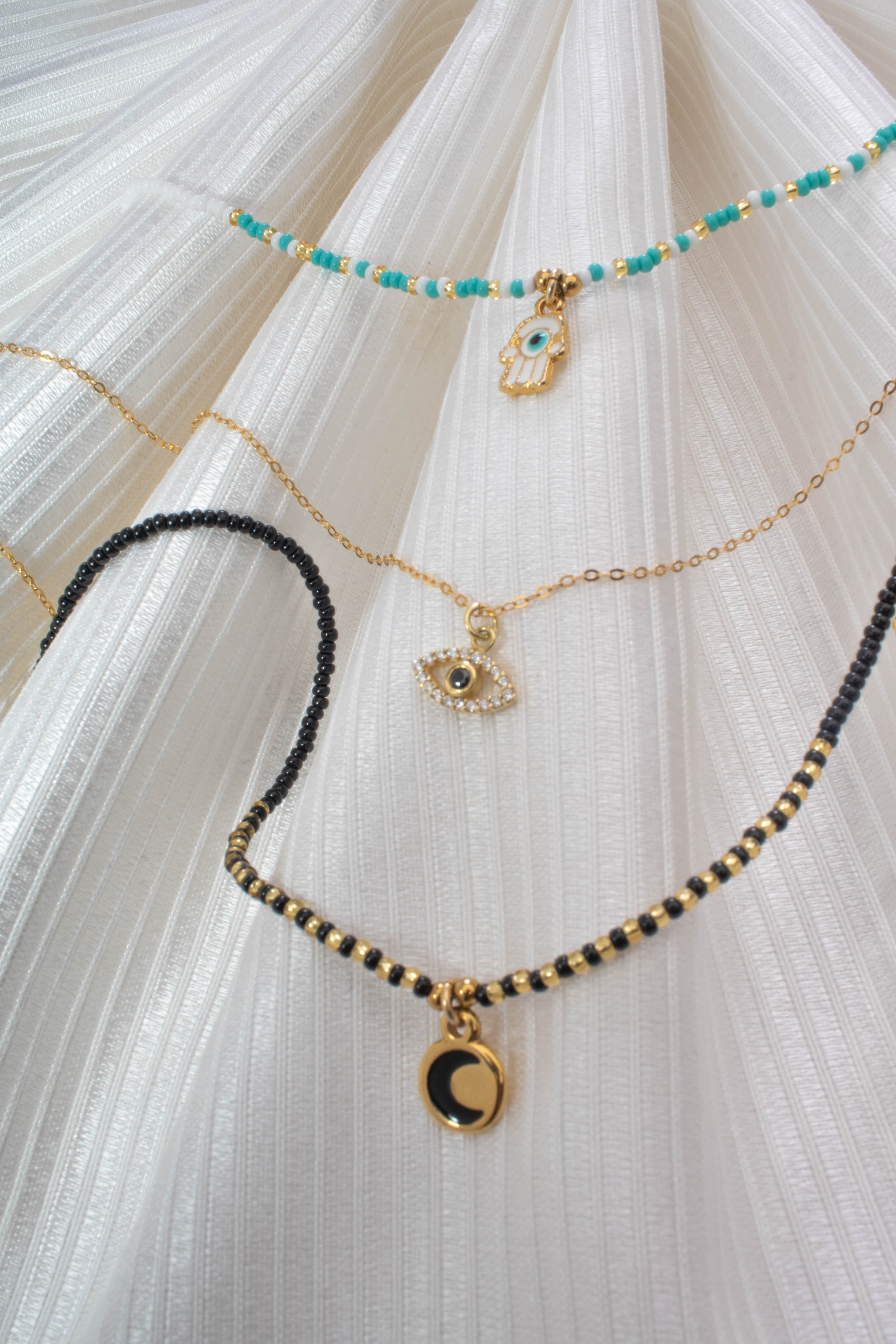 HAMSA EVIL EYE SEED BEABED NECKLACE