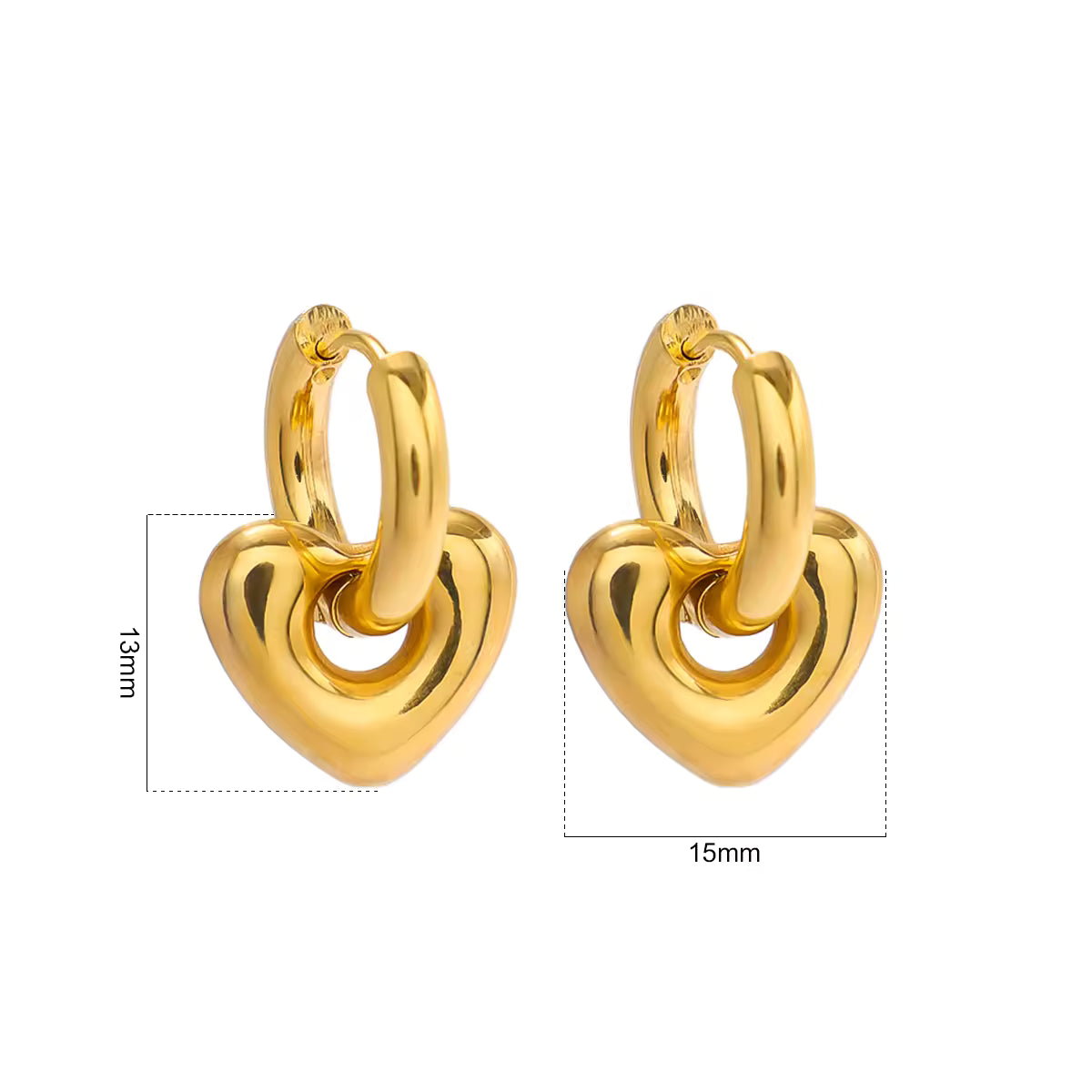 Love for Humanity Heart Hoop Earrings in 14K PVD gold plated stainless steel.