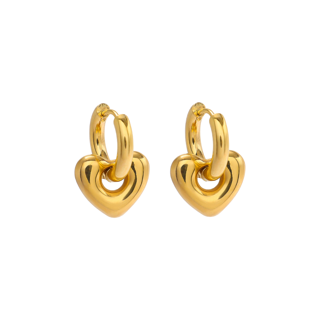 Love for Humanity Heart Hoop Earrings in 14K PVD gold plated stainless steel