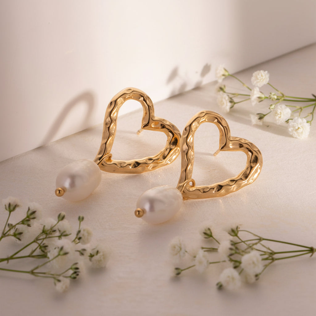 Love for Humanity Pearl Heart Earrings